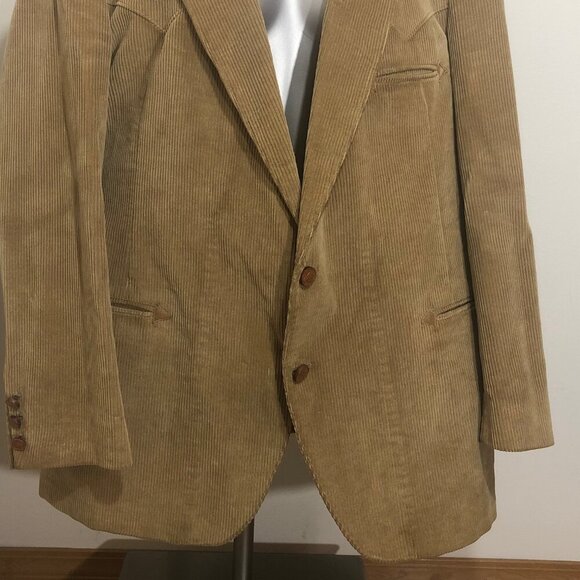 Vintage Larry Mahan Cowboy Corduroy Jacket Tan Western Blazer Horse Head Buttons - Picture 2 of 15
